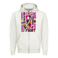 Oatmeal Heather breast cancer american football ribbon love cure fight bbs Zipper Hoodie - BundleAndBundleShop