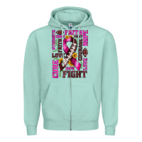 Seafoam breast cancer american football ribbon love cure fight bbs Zipper Hoodie - BundleAndBundleShop