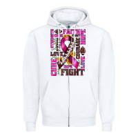 White breast cancer american football ribbon love cure fight bbs Zipper Hoodie - BundleAndBundleShop