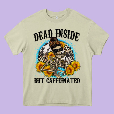 Dead Inside But Caffeinated Heavy Core Tee Designed By Zillion Design Studio