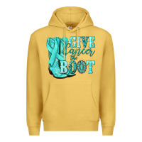 Antique Gold Give Cancer the boot Ovarian Cancer teal ribbon Premium Hoodie - NancyCooperArtShop