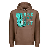 Chestnut Give Cancer the boot Ovarian Cancer teal ribbon Premium Hoodie - NancyCooperArtShop