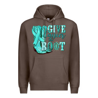 Coffee Give Cancer the boot Ovarian Cancer teal ribbon Premium Hoodie - NancyCooperArtShop