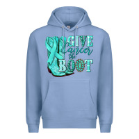 Colony Blue Give Cancer the boot Ovarian Cancer teal ribbon Premium Hoodie - NancyCooperArtShop