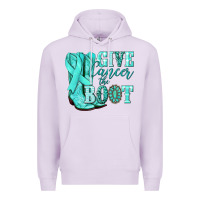 Lilac Give Cancer the boot Ovarian Cancer teal ribbon Premium Hoodie - NancyCooperArtShop