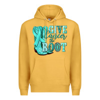 Mustard Give Cancer the boot Ovarian Cancer teal ribbon Premium Hoodie - NancyCooperArtShop