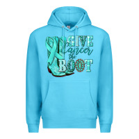 Give Cancer The Boot Ovarian Cancer Teal Ribbon Premium Hoodie | Teevron