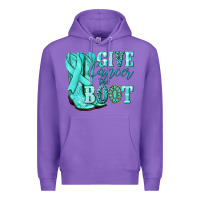 Purple Give Cancer the boot Ovarian Cancer teal ribbon Premium Hoodie - NancyCooperArtShop