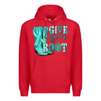 Red Give Cancer the boot Ovarian Cancer teal ribbon Premium Hoodie - NancyCooperArtShop