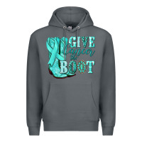 Rock Give Cancer the boot Ovarian Cancer teal ribbon Premium Hoodie - NancyCooperArtShop