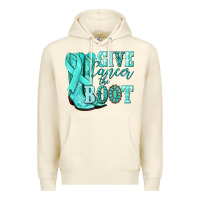 Sandshell Give Cancer the boot Ovarian Cancer teal ribbon Premium Hoodie - NancyCooperArtShop