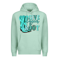 Seafoam Give Cancer the boot Ovarian Cancer teal ribbon Premium Hoodie - NancyCooperArtShop