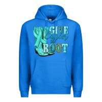 True Royal Give Cancer the boot Ovarian Cancer teal ribbon Premium Hoodie - NancyCooperArtShop