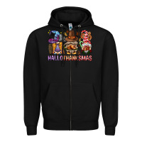Black hallothanksmas gnomies bbs Zipper Hoodie - BundleAndBundleShop