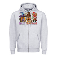 Heather Grey hallothanksmas gnomies bbs Zipper Hoodie - BundleAndBundleShop