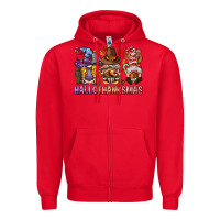 Red hallothanksmas gnomies bbs Zipper Hoodie - BundleAndBundleShop
