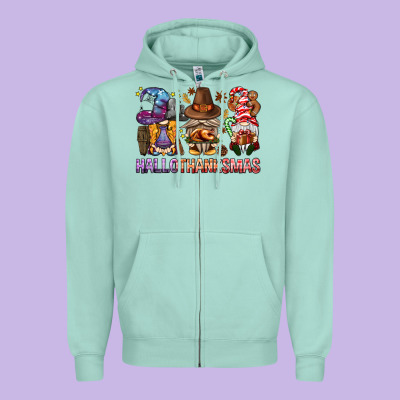 Hallothanksmas Gnomies Bbs Zipper Hoodie Designed By Bundleandbundleshop