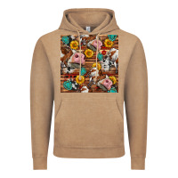 Vintage Coffee cow and western seamless pattern Vintage Hoodie - BundleAndBundleShop