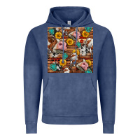 Vintage Denim cow and western seamless pattern Vintage Hoodie - BundleAndBundleShop