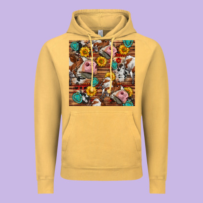Cow And Western Seamless Pattern Vintage Hoodie Designed By Bundleandbundleshop