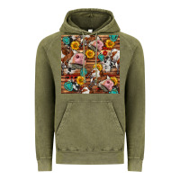 Vintage Olive cow and western seamless pattern Vintage Hoodie - BundleAndBundleShop