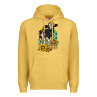 Antique Gold Sunflowers Cow Premium Hoodie - texasbilliewilder