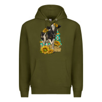 Army Green Sunflowers Cow Premium Hoodie - texasbilliewilder