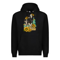 Black Sunflowers Cow Premium Hoodie - texasbilliewilder