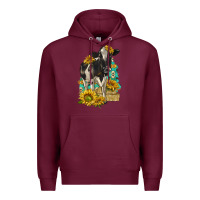 Burgundy Sunflowers Cow Premium Hoodie - texasbilliewilder