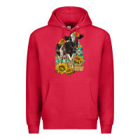 Cardinal Sunflowers Cow Premium Hoodie - texasbilliewilder