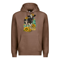Chestnut Sunflowers Cow Premium Hoodie - texasbilliewilder