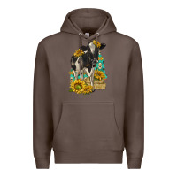 Coffee Sunflowers Cow Premium Hoodie - texasbilliewilder