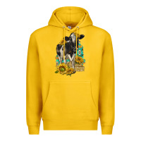 Lemon Sunflowers Cow Premium Hoodie - texasbilliewilder