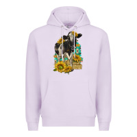 Lilac Sunflowers Cow Premium Hoodie - texasbilliewilder