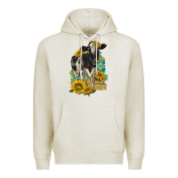 Oatmeal Heather Sunflowers Cow Premium Hoodie - texasbilliewilder