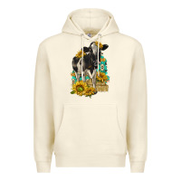 Sandshell Sunflowers Cow Premium Hoodie - texasbilliewilder