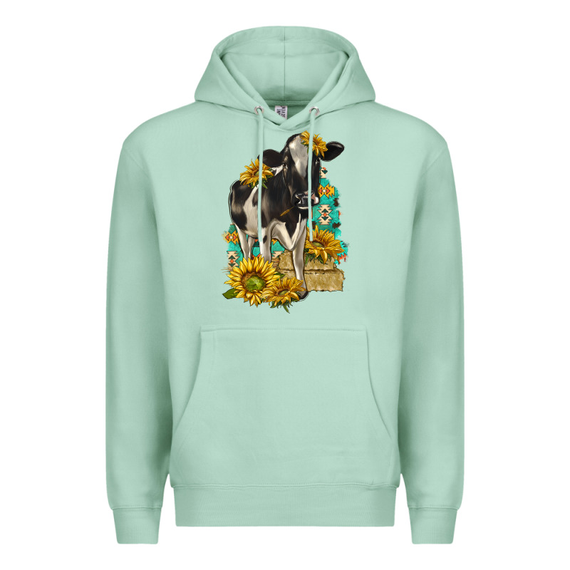 Sunflowers Cow Premium Hoodie by texasbilliewilder | Teevron