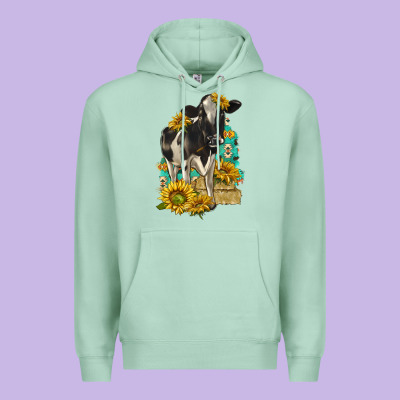 Sunflowers Cow Premium Hoodie Designed By Texasbilliewilder