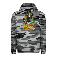 Slate Camo Sunflowers Cow Premium Hoodie - texasbilliewilder