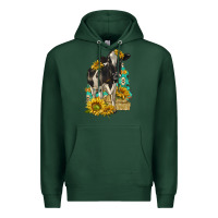 Sports Green Sunflowers Cow Premium Hoodie - texasbilliewilder