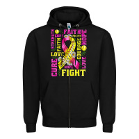 Black breast cancer softball ribbon love cure fight bbs Zipper Hoodie - BundleAndBundleShop