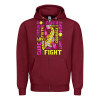 Burgundy breast cancer softball ribbon love cure fight bbs Zipper Hoodie - BundleAndBundleShop