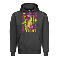 Charcoal Heather breast cancer softball ribbon love cure fight bbs Zipper Hoodie - BundleAndBundleShop