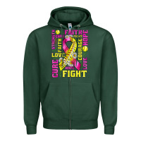 Sports Green breast cancer softball ribbon love cure fight bbs Zipper Hoodie - BundleAndBundleShop