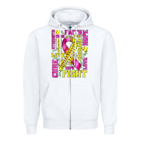 White breast cancer softball ribbon love cure fight bbs Zipper Hoodie - BundleAndBundleShop