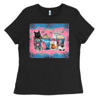 Black cat coffee cups Ladies Tee - Zillion Design Studio