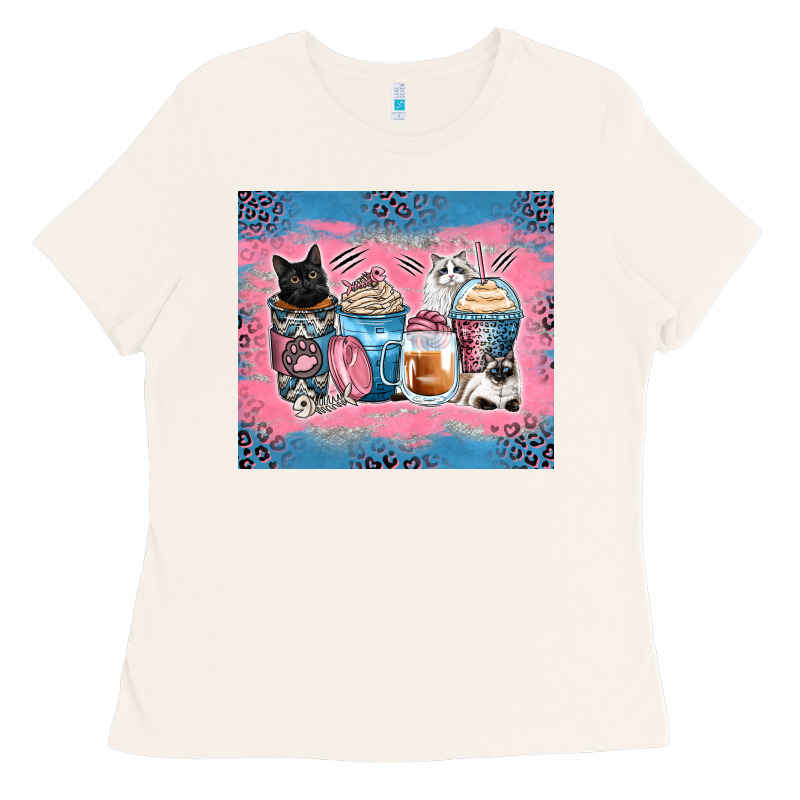 Cat Coffee Cups Ladies Tee by Zillion Design Studio | Teevron