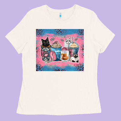 Cat Coffee Cups Ladies Tee Designed By Zillion Design Studio