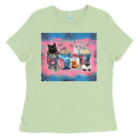 Matcha cat coffee cups Ladies Tee - Zillion Design Studio