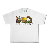 Lunar Rock Peace Love Green Chameleon Lizard Urban Heavy Tee - LillyAllenDesigns